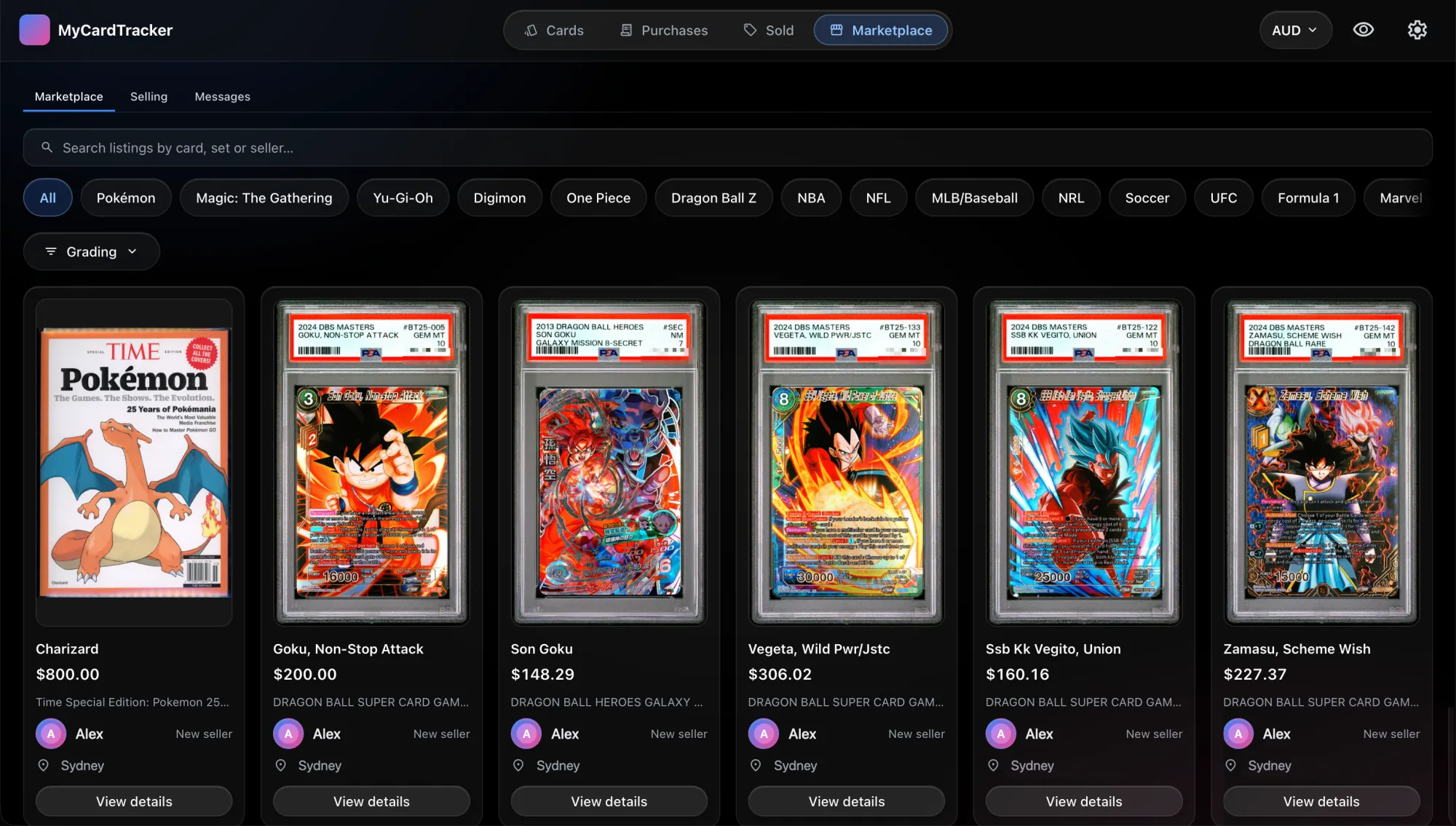 Marketplace — List cards and browse what others are selling